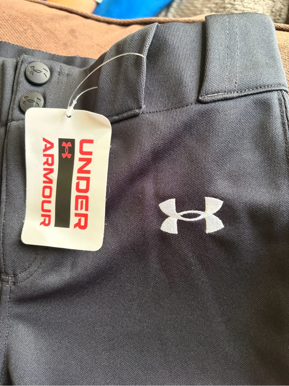 NWT Under Armour Kids Black Baseball Pants with Logo - Picture 4 of 5